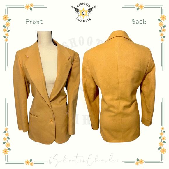 L.L. BEAN Vintage Cashmere Wool Blazer Jacket Subtle Yellow Winter Overcoat 10R - Picture 1 of 5